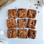 overhead shot of s'mores bars cut into 9 slices