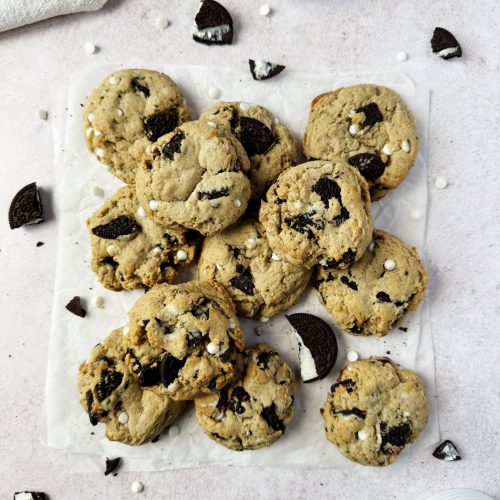 cookies n cream cookies on a parchment paper