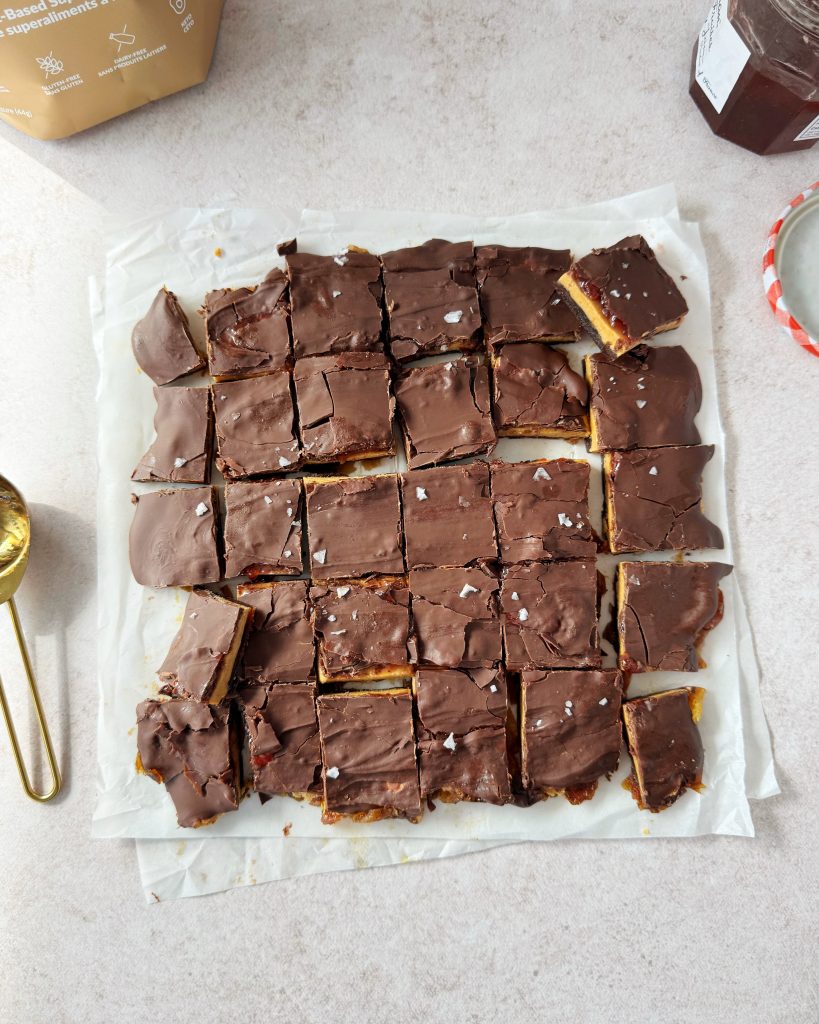 peanut butter and jelly high protein date bark