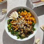 lentil and walnut burger bowl
