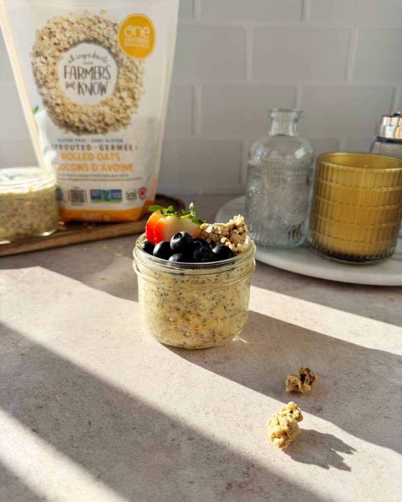 organic sprouted overnight oats in a jar