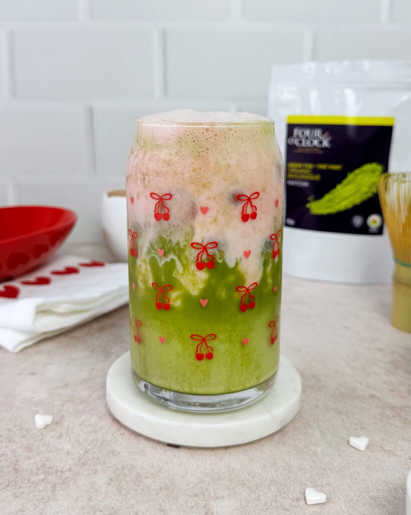 Strawberry matcha with cold foam