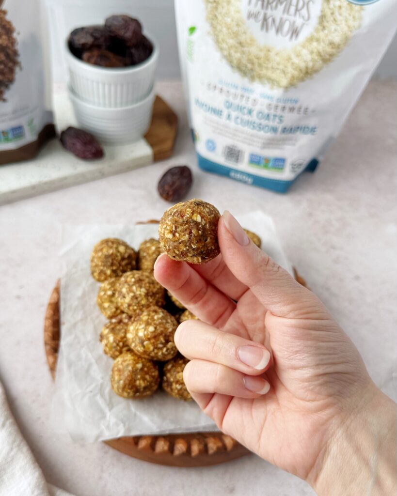 close up of granola energy bites